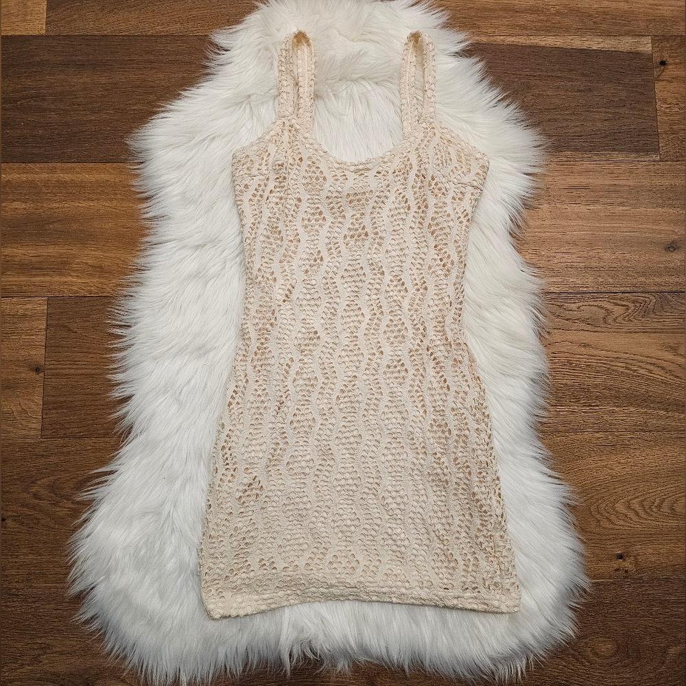 Vintage Cream Lace Bodycon Dress